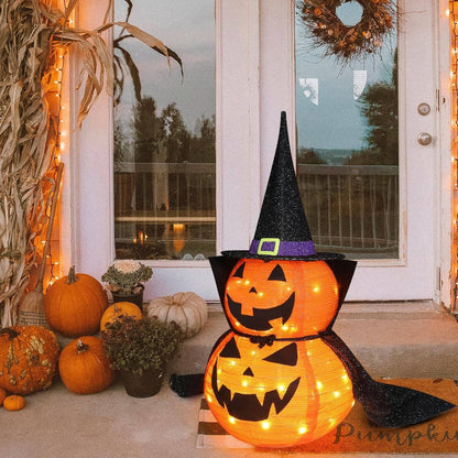 Halloween Pumpkin Decorations Warm White LED Set of 2