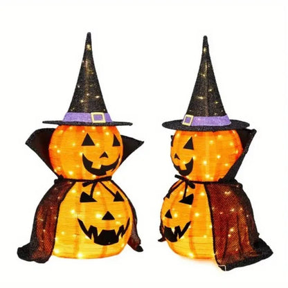 Halloween Pumpkin Decorations Warm White LED Set of 2