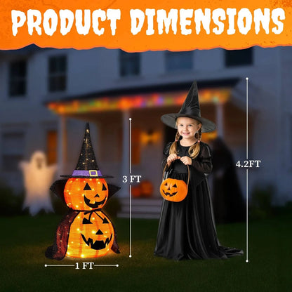 Halloween Pumpkin Decorations Warm White LED Set of 2