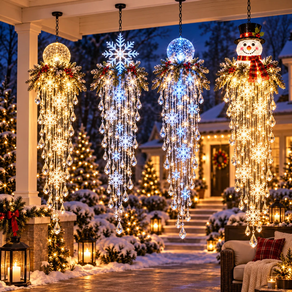 Hanging Christmas Lights Cascading LED Battery-Powered