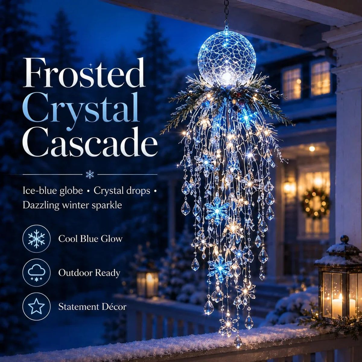 Hanging Christmas Lights Cascading LED Battery-Powered