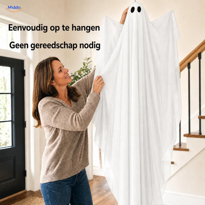 Hanging Ghost Decoration 47-Inch Layered Fabric LED Options