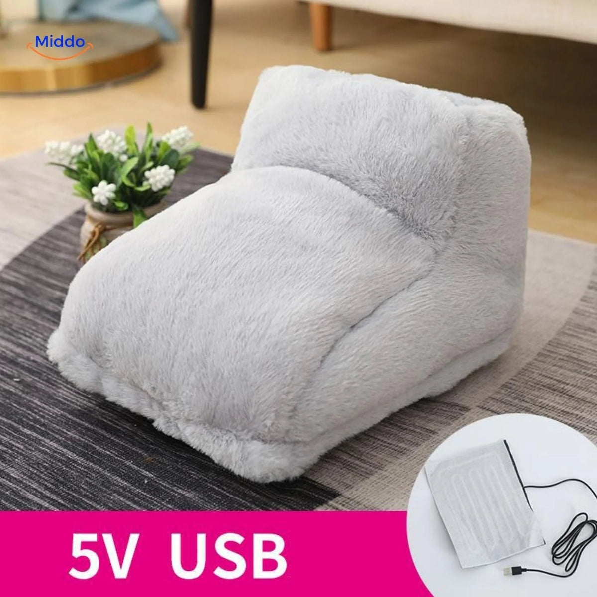 Heated Foot Warmer USB-Powered Plush Non-Slip