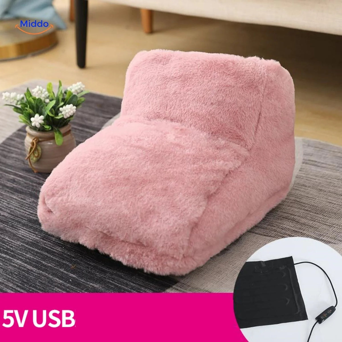 Heated Foot Warmer USB-Powered Plush Non-Slip