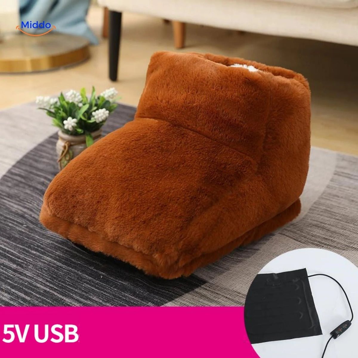 Heated Foot Warmer USB-Powered Plush Non-Slip