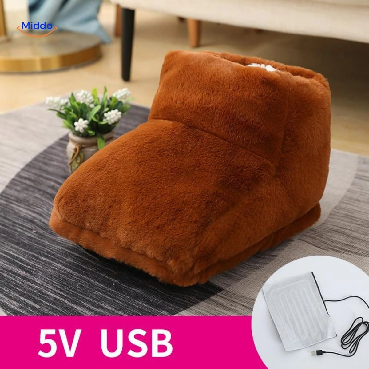 Heated Foot Warmer USB-Powered Plush Non-Slip