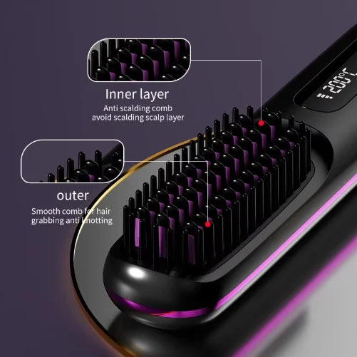 Heated Styling Brush Cordless Ceramic Scalp Guard