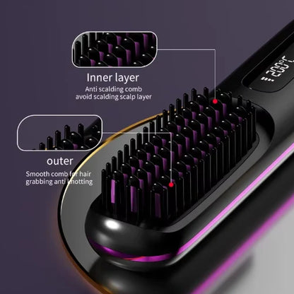 Heated Styling Brush Cordless Ceramic Scalp Guard