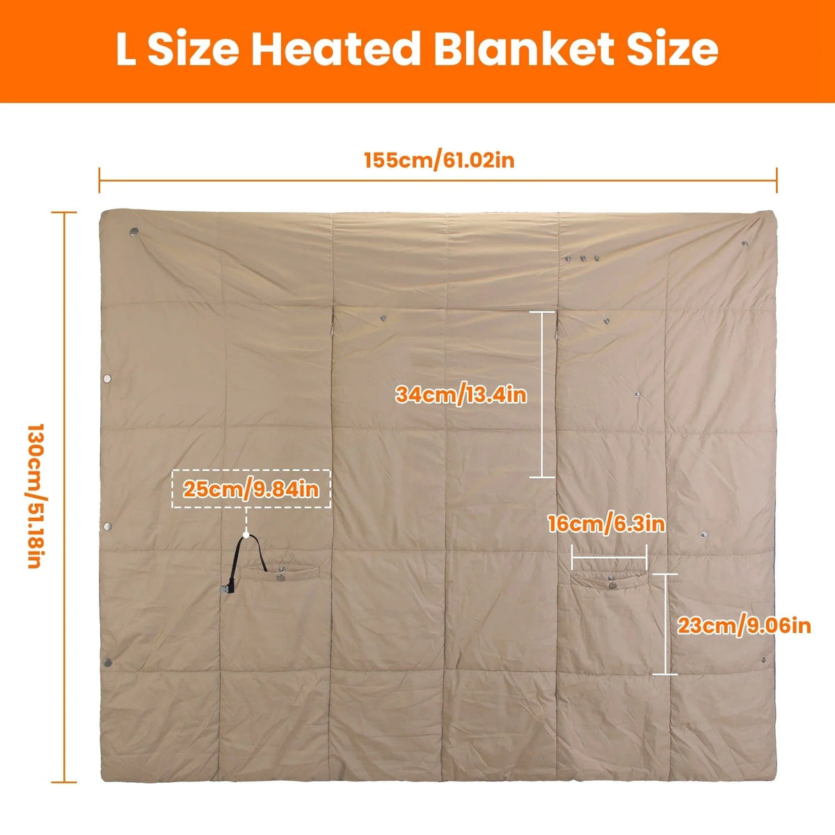 Heated Wrap Blanket USB Powered Six Heating Zones