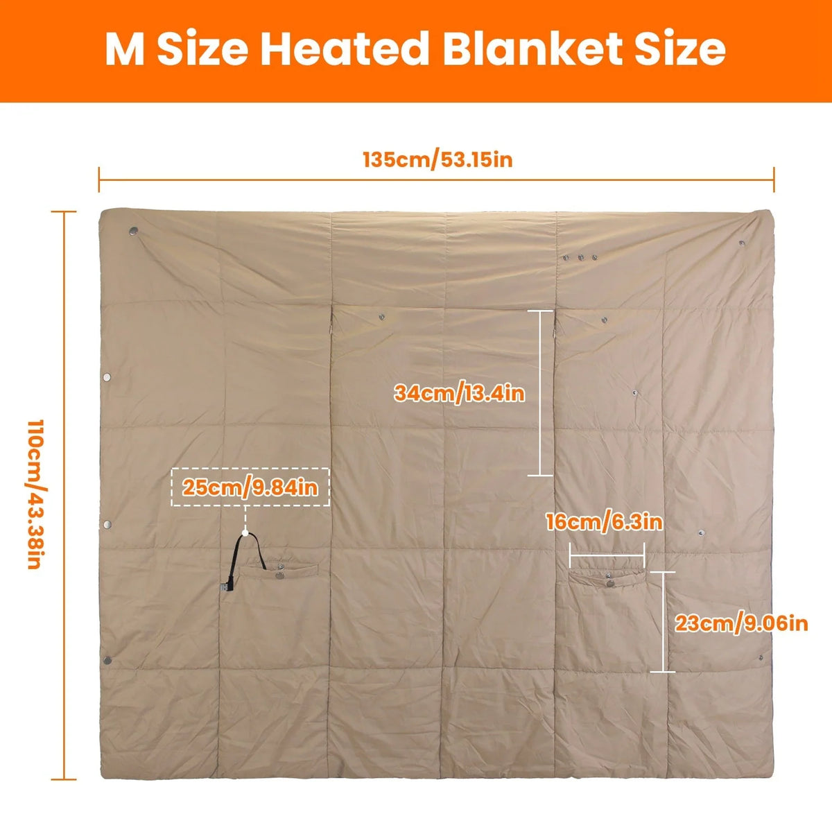 Heated Wrap Blanket USB Powered Six Heating Zones