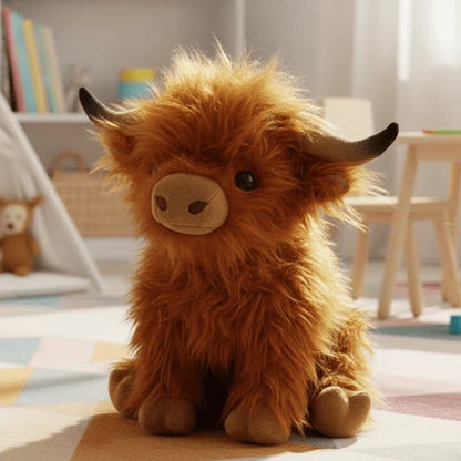 Highland Cow Plush Toy Super-Soft Shaggy Mane 9.8 Inches