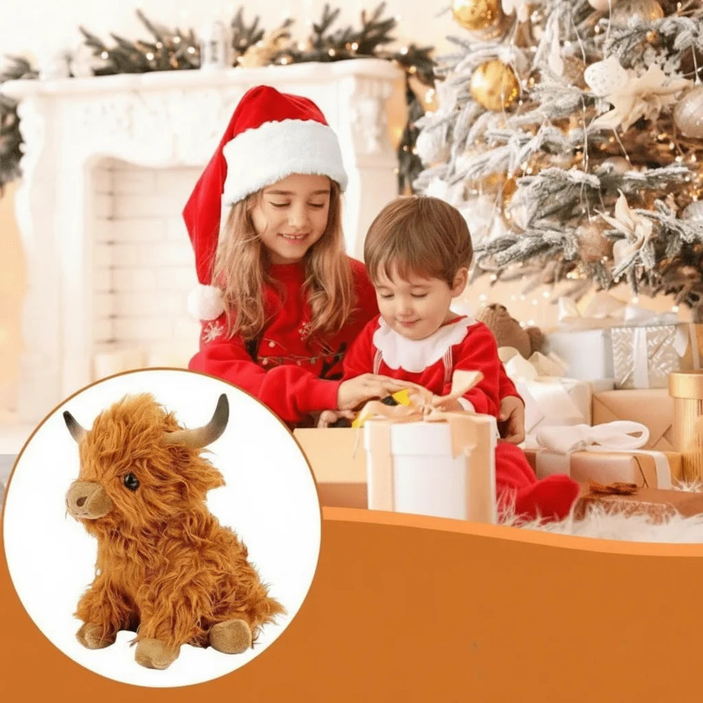 Highland Cow Plush Toy Super-Soft Shaggy Mane 9.8 Inches