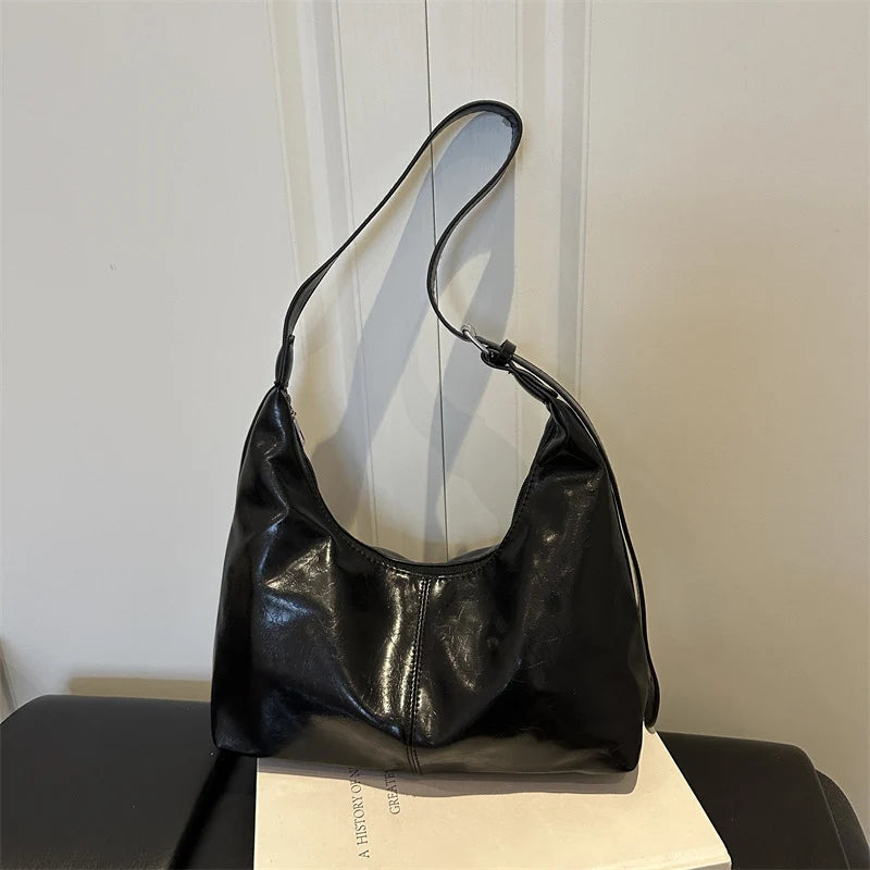 Hobo Bag Leather Slouchy Adjustable Strap Spacious Interior