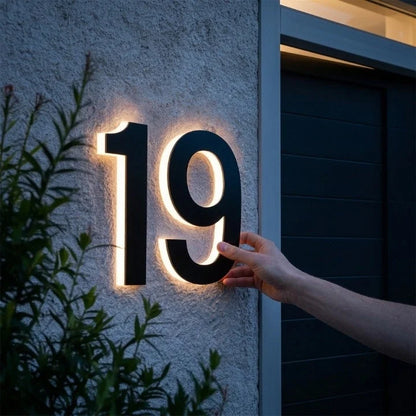 House Number Sign LED Backlit IP68 Waterproof Stainless Steel & Acrylic