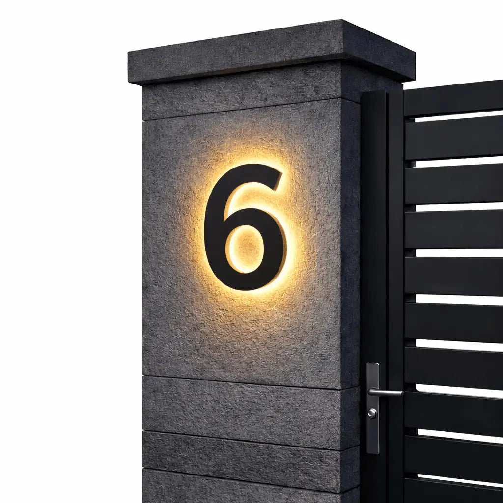 House Number Sign LED Backlit IP68 Waterproof Stainless Steel & Acrylic