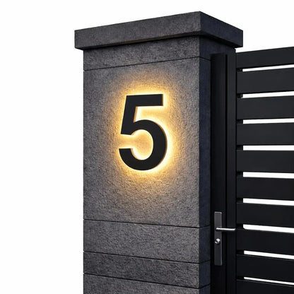 House Number Sign LED Backlit IP68 Waterproof Stainless Steel & Acrylic
