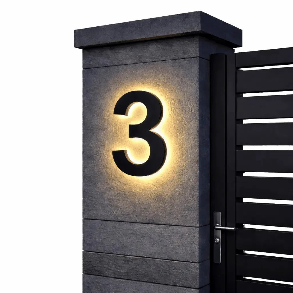 House Number Sign LED Backlit IP68 Waterproof Stainless Steel & Acrylic