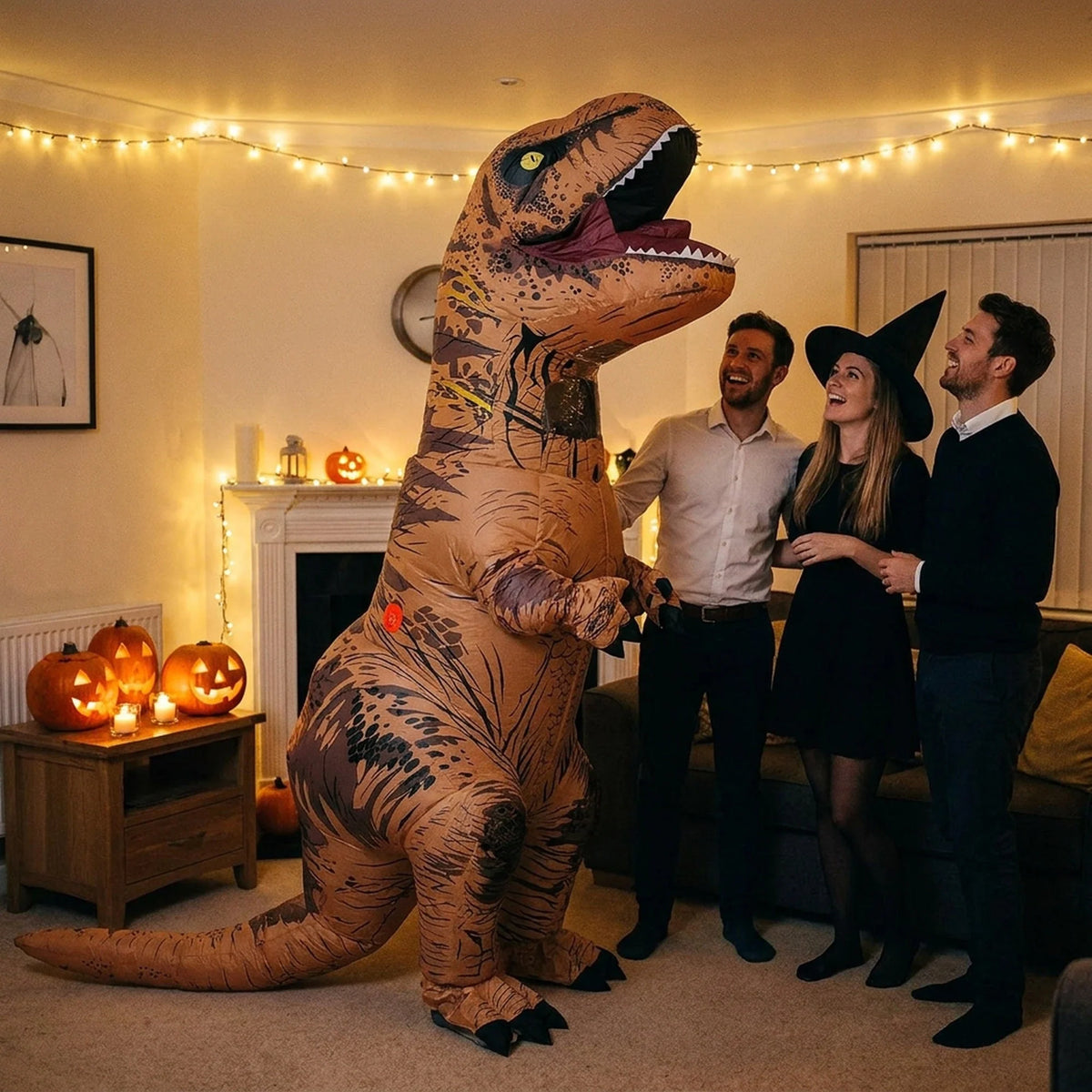 Inflatable T-Rex Costume Built-In Fan Adult One Size