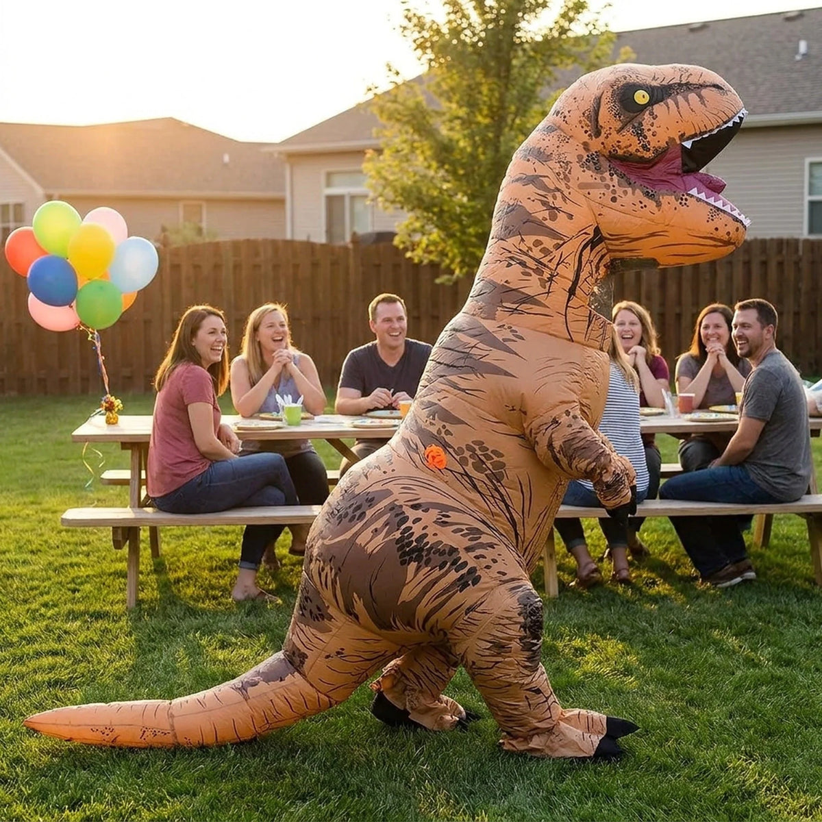 Inflatable T-Rex Costume Built-In Fan Adult One Size