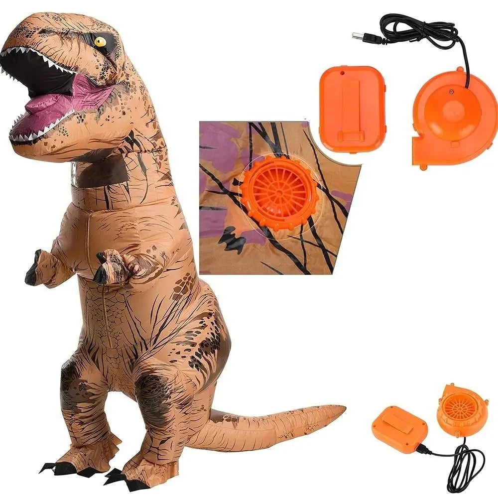 Inflatable T-Rex Costume Built-In Fan Adult One Size
