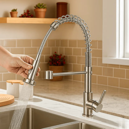 Kitchen Faucet Brass Dual Spout Corrosion-Resistant