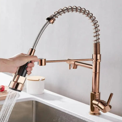 Kitchen Faucet Brass Dual Spout Corrosion-Resistant