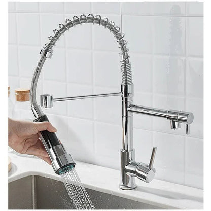 Kitchen Faucet Brass Dual Spout Corrosion-Resistant