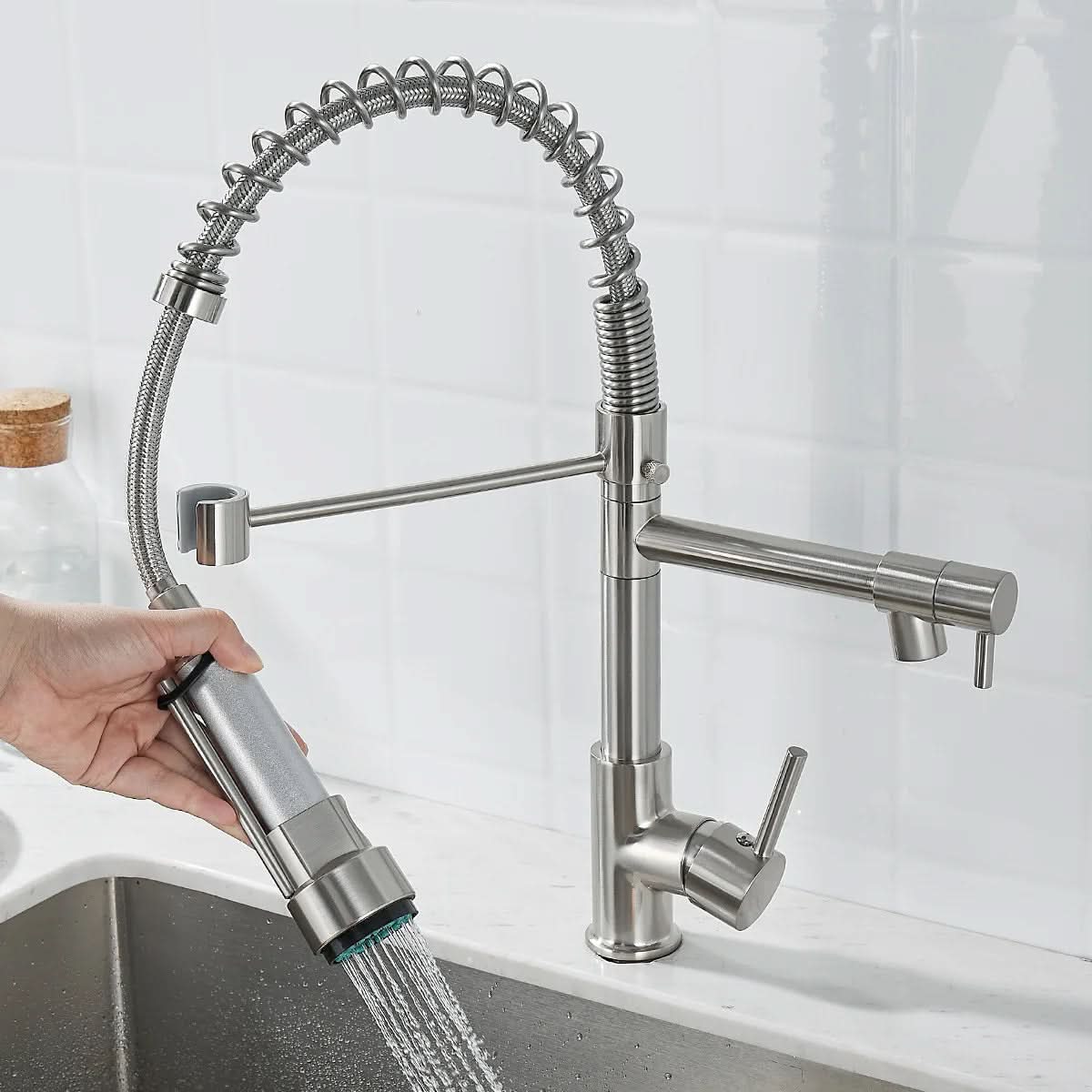 Kitchen Faucet Brass Dual Spout Corrosion-Resistant