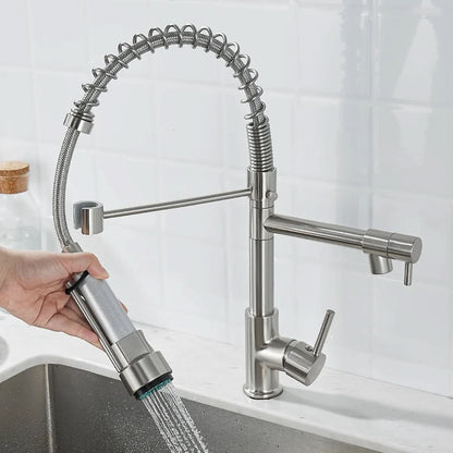 Kitchen Faucet Brass Dual Spout Corrosion-Resistant