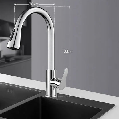 Kitchen Faucet Pull-Out Sprayer Stainless Steel Ceramic Valve