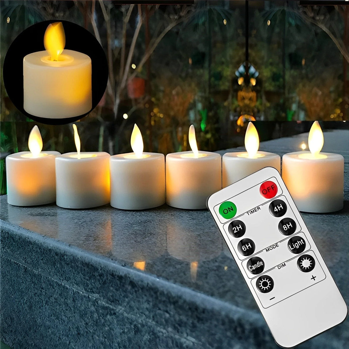 LED Candles Moving Flame Effect Remote Control & Timer