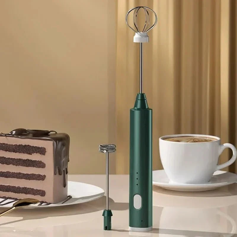 Milk Frother USB Rechargeable 3 Speed Settings Stainless Steel Whisk Attachments