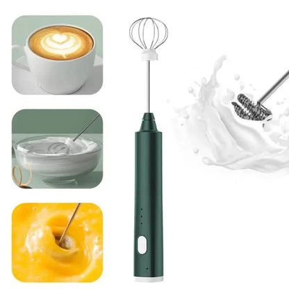 Milk Frother USB Rechargeable 3 Speed Settings Stainless Steel Whisk Attachments