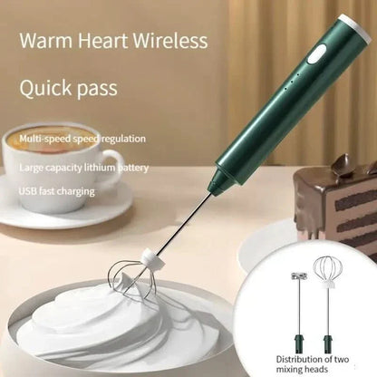 Milk Frother USB Rechargeable 3 Speed Settings Stainless Steel Whisk Attachments