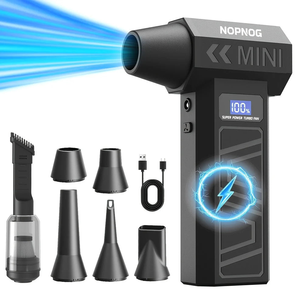 Mini Air Blower & Vacuum Cordless USB-C Rechargeable 3 Nozzles