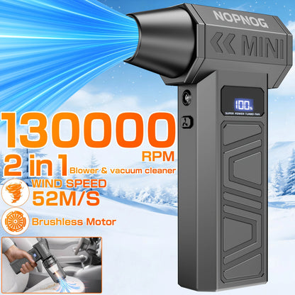 Mini Air Blower & Vacuum Cordless USB-C Rechargeable 3 Nozzles