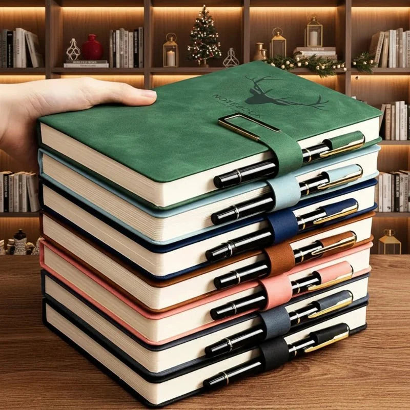 Notebook Genuine Leather Cover Integrated Bookmark 200 Pages