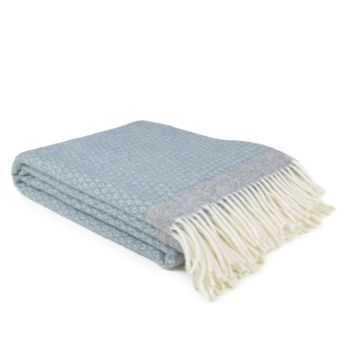 Organic Lambswool Blanket with Knitted Texture and Fringes