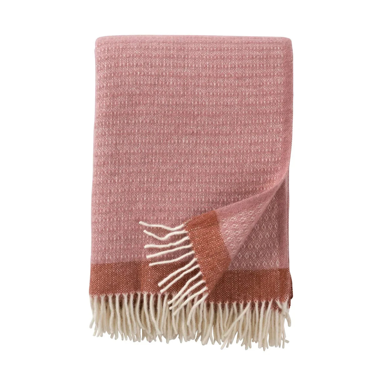 Organic Lambswool Blanket with Knitted Texture and Fringes
