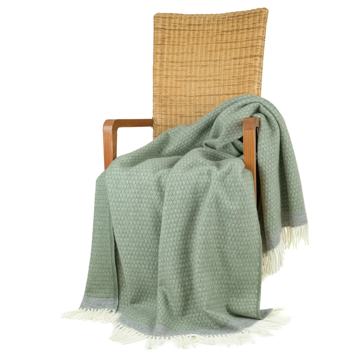 Organic Lambswool Blanket with Knitted Texture and Fringes