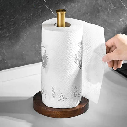 Paper Towel Holder Solid Walnut Stainless Steel Base Minimalist Design