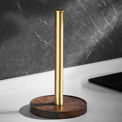 Paper Towel Holder Solid Walnut Stainless Steel Base Minimalist Design