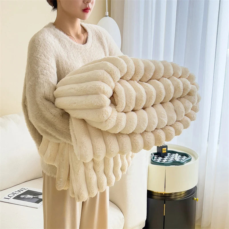 Plush Blanket Soft Warmth Machine Washable Multiple Sizes