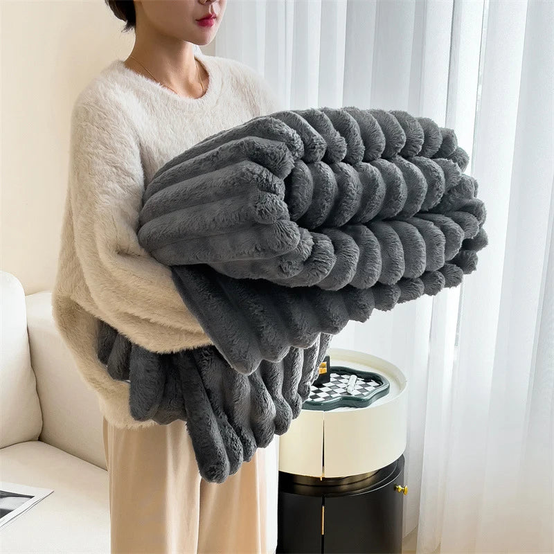 Plush Blanket Soft Warmth Machine Washable Multiple Sizes
