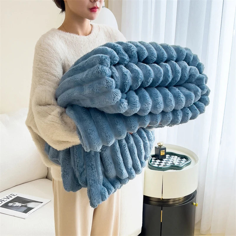 Plush Blanket Soft Warmth Machine Washable Multiple Sizes
