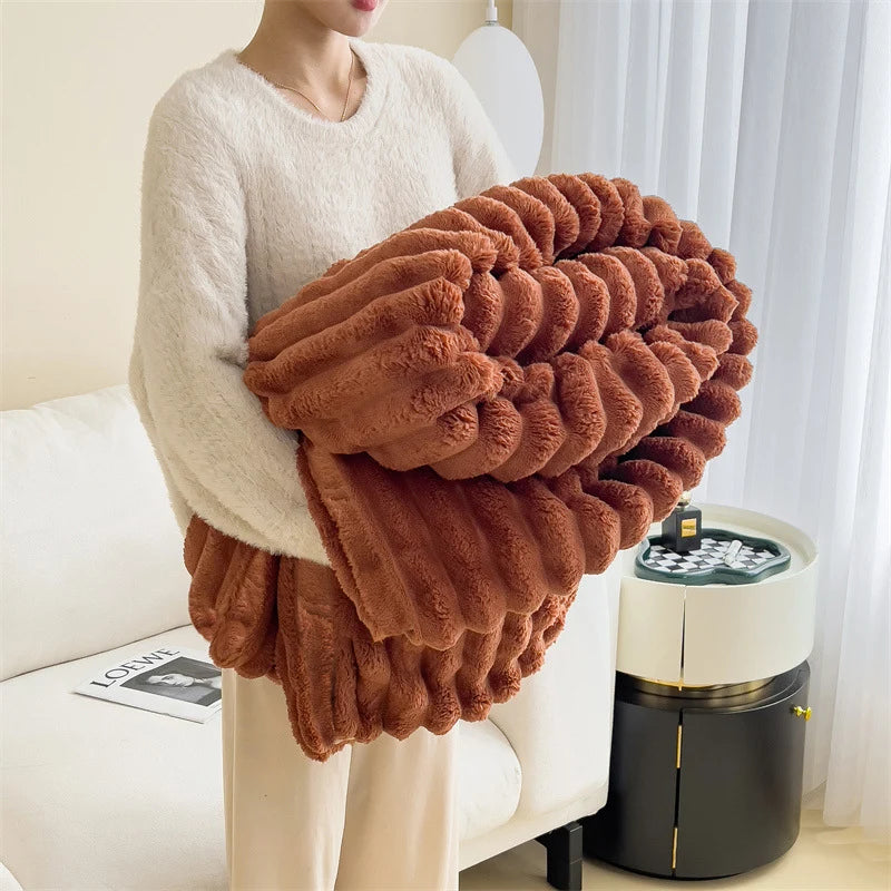 Plush Blanket Soft Warmth Machine Washable Multiple Sizes