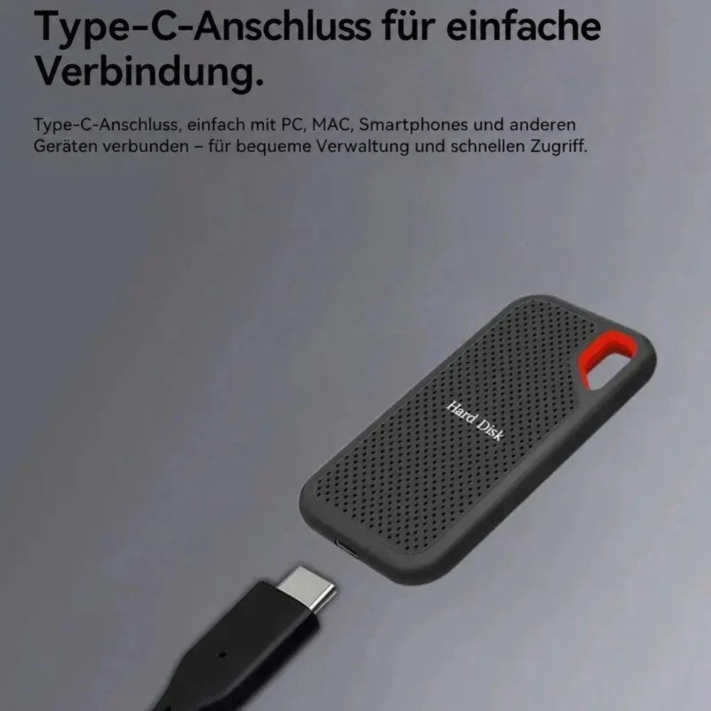 Portable External SSD Fast Transfer Shock-Resistant Design