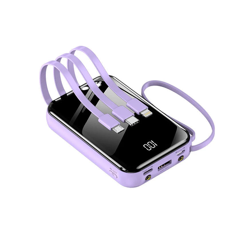 Power Bank Fast Charging Built-In Cables Digital Display