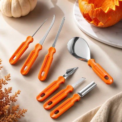 Pumpkin Carving Tool Set Stainless Steel Blades 10-Piece With Storage Pouch