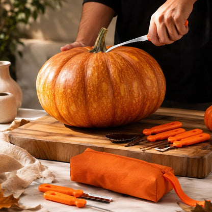 Pumpkin Carving Tool Set Stainless Steel Blades 10-Piece With Storage Pouch